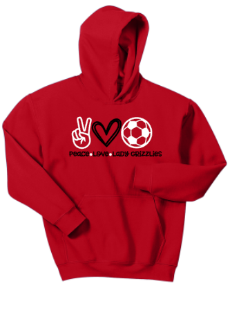 Wadsworth Lady Grizzlies Soccer Peace Love Lady Grizzlies Youth Hoodie