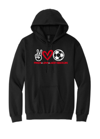 Wadsworth Lady Grizzlies Soccer Peace Love Lady Grizzlies Adult Unisex Hoodie