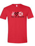 Wadsworth Lady Grizzlies Soccer Peace Love Lady Grizzlies Adult Heavy Cotton T-shirt