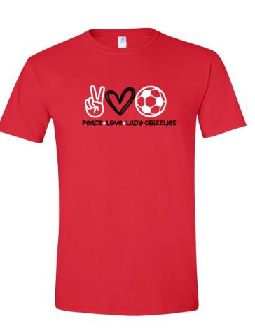 Wadsworth Lady Grizzlies Soccer Peace Love Lady Grizzlies Adult Softstyle T-shirt