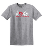 Wadsworth Lady Grizzlies Soccer Peace Love Lady Grizzlies Adult Heavy Cotton T-shirt