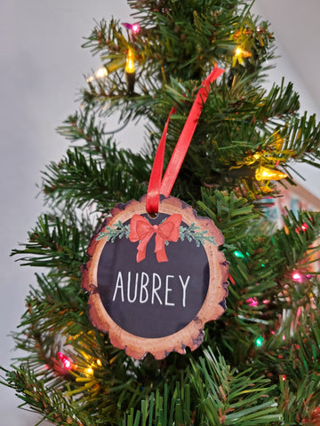 Personalized Christmas Wood Slice Ornament