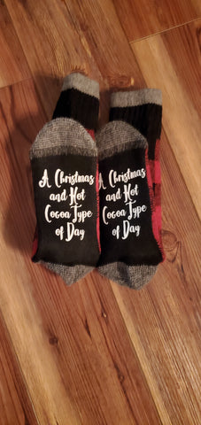 Christmas Socks - black red plaid