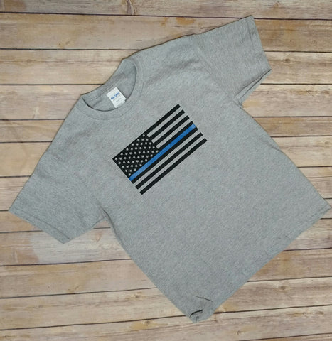 Police Thin Blue Line American Flag Shirt