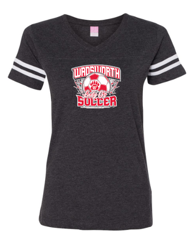 Wadsworth Lady G's Soccer Womens Black Vneck T-shirt