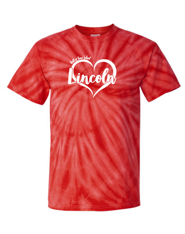 Wadsworth Lincoln Elementary Adult Red Tie Dye Tshirt