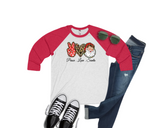 Christmas Peace Love Santa Raglan Baseball Style or T Shirt