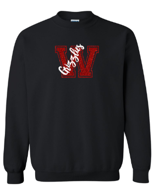 Wadsworth Grizzlies Isham Glitter Youth Crew Sweatshirt