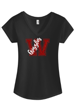Wadsworth Grizzlies Isham Glitter Womens VNeck T-shirt