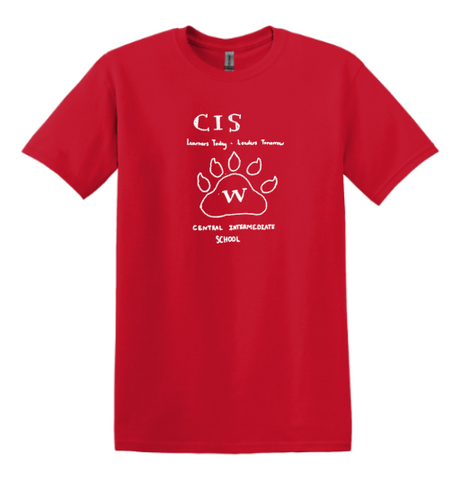 CIS Spirit Wear Student Design Red Adult Heavy Cotton T-shirt