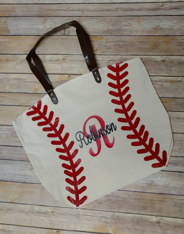 Personalized Baseball Tote Bag