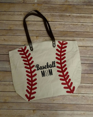 Personalized Baseball Tote Bag, Baseball Mom