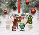 Besties Forever Personalized Custom Christmas Fireplace Ornament