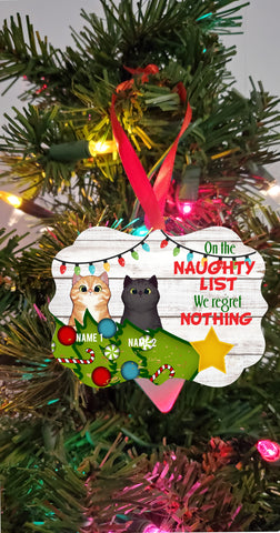 Personalized Custom Christmas Cat Tree Toppled Ornament