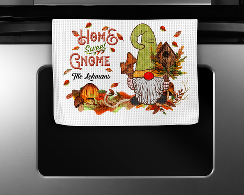 Personalized Fall Home Sweet Gnome Towel