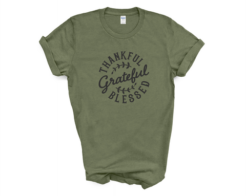 Grateful Thankful Blessed  Fall Thanksgiving T-Shirt or Hoodie