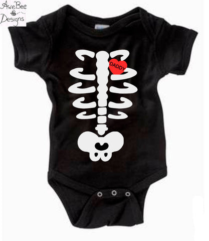 Skeleton Halloween Costume Bodysuit - Baby Toddler Onesie or Shirt