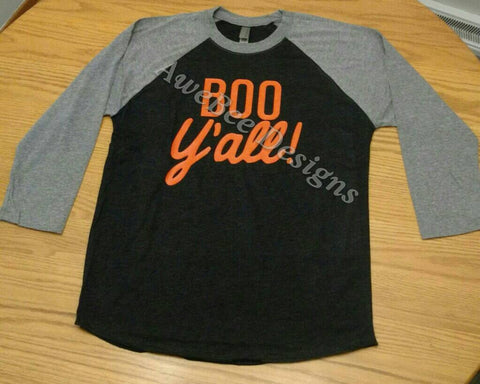Boo Y'all Raglan Baseball Style T Shirt