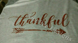 Thankful Arrow Shirt Glitter Raglan Baseball Style Tee Shirt Thanksgiving