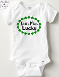 New Parent Gift- St. Patricks Day Onesie, Little Miss Lucky Paddys Day - Baby Toddler Onesie Shirt