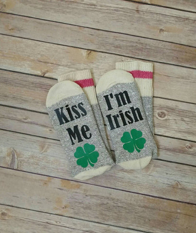 St. Patrick's Day Socks, Kiss Me I'm Irish Socks, womens