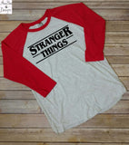 Stranger Things Red Raglan Sleeve Shirt, Stranger Things Tshirt