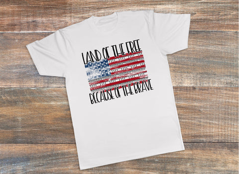Land of the Free Because of the Brave American Flag T-Shirt