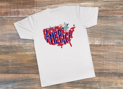 America Flag T-Shirt, 4th of July shirt, American Flower Women's Tshirt
