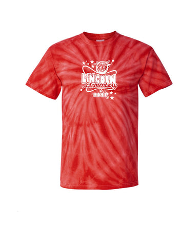 Wadsworth Lincoln Elementary Adult Red Tie Dye T-shirt