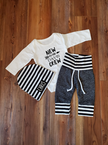 Baby Boy New to the Crew Coming Home Hospital Photoshoot Outfit