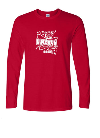 Wadsworth Lincoln Elementary Adult Red Softstyle Long Sleeve T-shirt