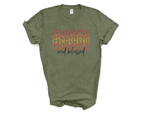 Thankful and Blessed  Fall Thanksgiving T-Shirt or Hoodie