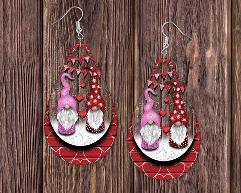Valentine Gnome Tear Drop Earrings