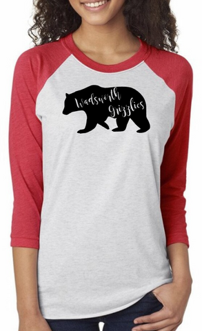 Wadsworth Grizzly Youth Cheer Raglan Shirt