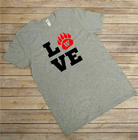 Wadsworth Grizzlies Love T-Shirt or Hoodie